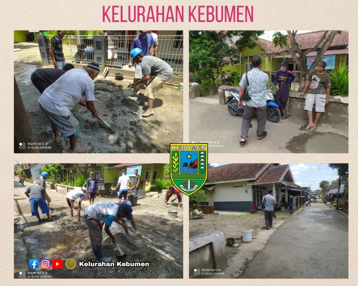 Warga RW 04 Kelurahan Kebumen Gotong royong Cor jalan berlobang. 01