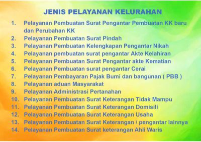 Jenis Pelayanan Kelurahan Kebumen